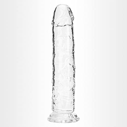 Realistic Dildo, Jelly Dong Stimulator with Strong Suction Cup for Hands-Free Play, Silicone Lifelike Penis Adult Sex Toy for Women G Spot and Anal Play (Transparent, 8.3inches) L