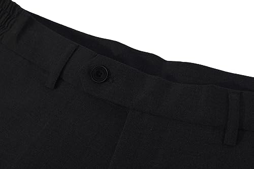 Plaid&Plain Men's Dress Pants with Elastic Waistband and Stretchy Fabric Straight Fit3