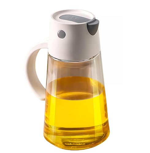 WLFADDY Olive Oil Dispenser Bottle for Kitchen, Auto Flip Cap Glass Cooking Oil Container, Leakproof and No Drip, Easy to Fill and Clean,650ml/22oz (wHITE), Great for Oil Vinegar Sauce Honey
