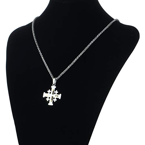 COTTVOTT Stainless Steel Jerusalem Crusaders Cross Pendant Necklaces Women Men Medieval Jewelry3
