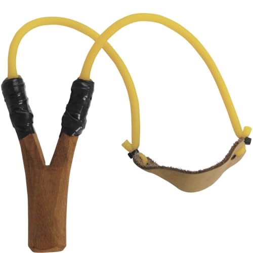 Estilingue Mini Reforçado com Cabo de Madeira, Elástico Amarelo, ...