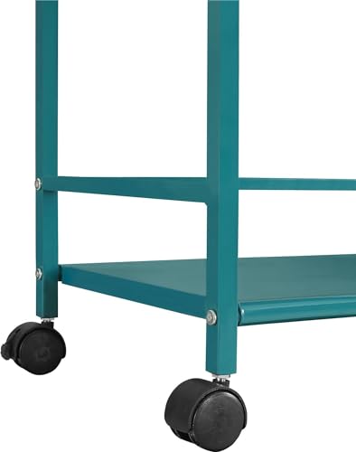 Image of WINSTAR Metal Rolling Trolley with Lockable Wheels | Heavy Duty Multifunctional Metal Frame Cart | Ideal for Home, Kitchen, Bathroom and Office Storage | (Teal, 3-Tier)
