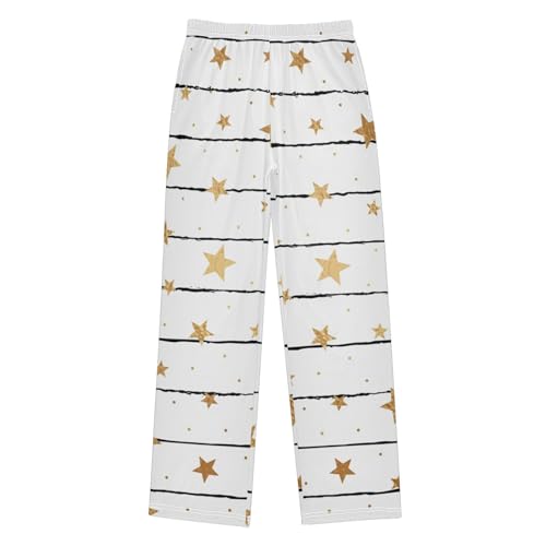 Boys' Pants Gold Star Black Stripe Long Bottoms Jogger Pants Elastic Waist Trousers with Pockets S-XL