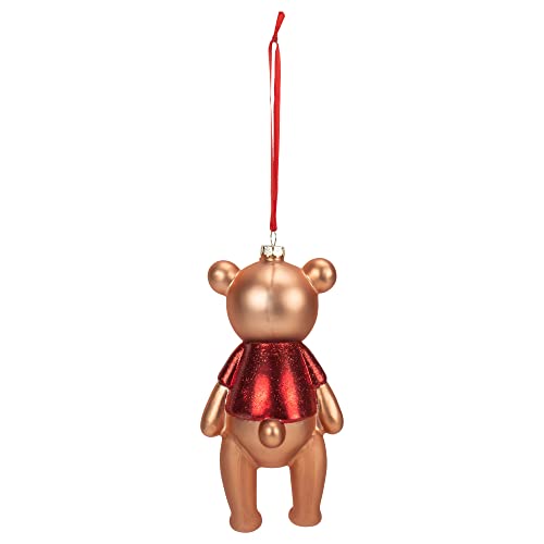 Demdaco Golden Brown Bear With Red Snowflake Sweater 6 X 3 Blown Glass Decorative Hanging Ornament #TOP4