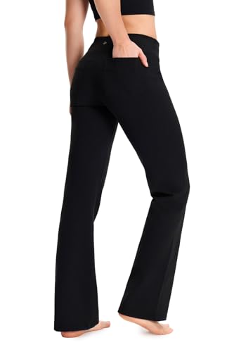 Yogipace,Petite/Regular/Tall,Women's Bootcut Yoga Pants Long Workout Pant with Back Pockets