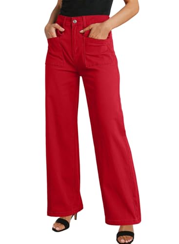 Dokotoo Womens Cargo Pants Women Baggy Wide Leg High Waist Casual Pants Jean Stretch Pants2