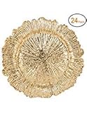 FANTASTIC :) Round 13 Inch Plastic Charger Plates with Eletroplating Finish (24, Reef Gold)