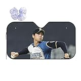 人気 大谷翔平 サンシェード 車フロント ガラスカバー 遮光 断熱 車用 紫外線カット 簡単着脱 吸盤 車用サンシェード 保護四季用 雑貨 130*70cm