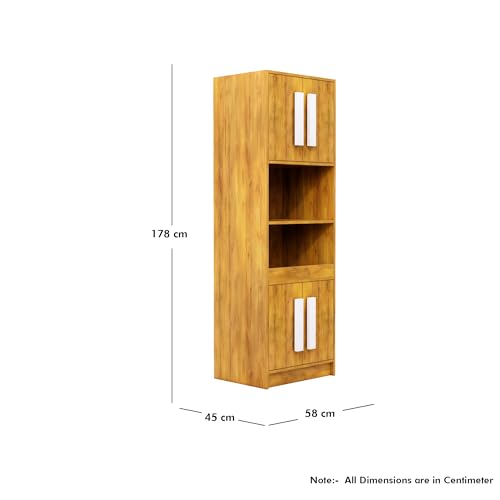 Image of Bniture Multipurpose Crockery Cabinet | Engineered Wood Kitchen Cabinet Modern with 4 Doors and Open Shelves | Crockery Unit for Dining Area | Kitchen Crockery Cabinet for Home | Giant Wood