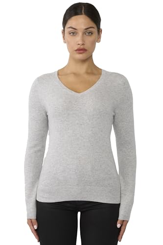 Image of JENNIE LIU Women's 100% Pure Cashmere Long Sleeve Pullover V Neck Sweater