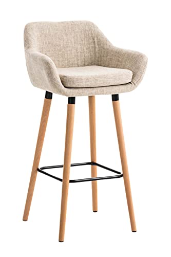 Tabouret de Bar Grant Tissu Design Scandinave I Tabouret de Bar Industriel avec Dossier et Accoudoirs I Chaise de Bar Confortable Ergonomiqu, Couleur:crème