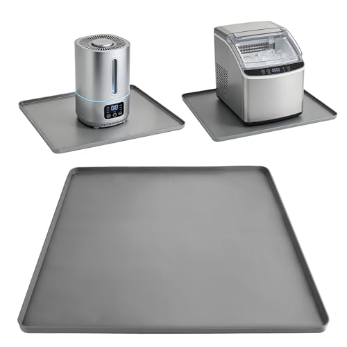 LTHCCOU Air Conditioner Drip Pan Waterproof Thick Portable AC Silicone Mat with Raised Edges 20''X20''X0.6 Non-Slip Under Humidifier Mini Fridge Mat for Floor Carpet Protect, Grey
