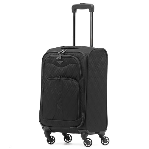 Flight Knight Lightweight 4 Wheel 800D Soft Case Quilted Suitcase Robust Anti Crack Cabin Carry On Hand Luggage Approved for Over 100 Airlines Including easyJet, BA & Many More!