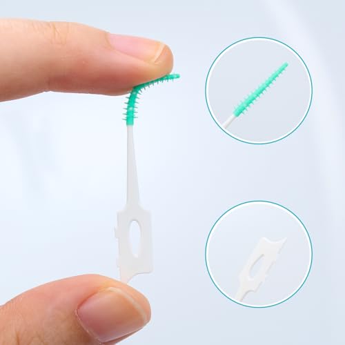 100 Stück zahnzwischenraumbürsten,zahnreinigung zwischenräume,zahnpflege,Tragbarer Weiche Silikon Zahnzwischenraum Bürste,Einweg zur Reinigung Dentalbürsten mit Box(Grün) – Bild 4