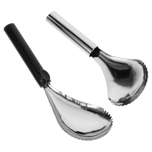 Uonlytech 2 Piezas de Descorazonador de Calabaza de Acero Inoxidable Mango Plástico Negro y Cuchara Raspadora para Pulpa, Herramienta Práctica para Cocina y Barbacoa, Utensilios para Vaciar