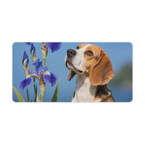 Tapis de souris antidérapant beagles et iris pour éviter les glissements au bureau
