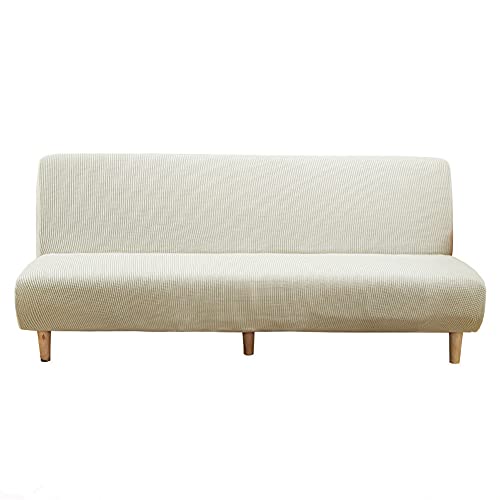 アームレスソファベッド用伸縮性のあるチェック柄スリップカバー グリーン ポリエステル&エラスタン 布団カバー 滑り止めソファプロテクター Lサイズ:195〜210cm