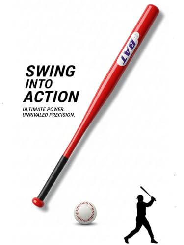 Image of Morex Baseball Bat | 32 Inch | Heavy Duty Steel Metal and Aluminium Alloy Sports Bat with Anti-Slip Grip for Baseball Game, Best for Beginners, Training and Self Defense. (Red)