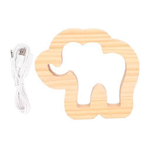 Lámpara de Noche Elefante en Madera Tallada miniatura 1