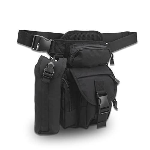 Yctze Bolsa De Pierna Caída - Bolsa de pierna abatible, bolsa de hombro de tela de nailon de gran capacidad, bolsa de muslo para ciclismo, acampada al aire libre (Negro) Cover
