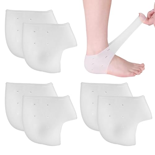 6 Stück Silikon Fersenschutz, Fersenpolster Silikon, Kombipaket Fersenschutz, Gel Fersenpolster, für Fersenschmerzen, Fersensporn Plantarfasziitis, Trockene Rissige Ferse, Achilles Tendinitis