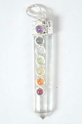 Chakra pendentif de point de crayon en quartz clair de roche taillé - 3