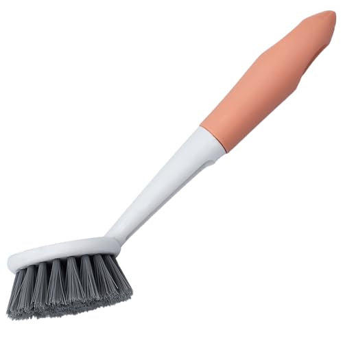 Cepillo Fregar Platos,Cepillo para Platos con Mango,con Cerdas Fuertes para Limpiar Platos,Ollas,Fregaderos,1 Pieza (Color Naranja)