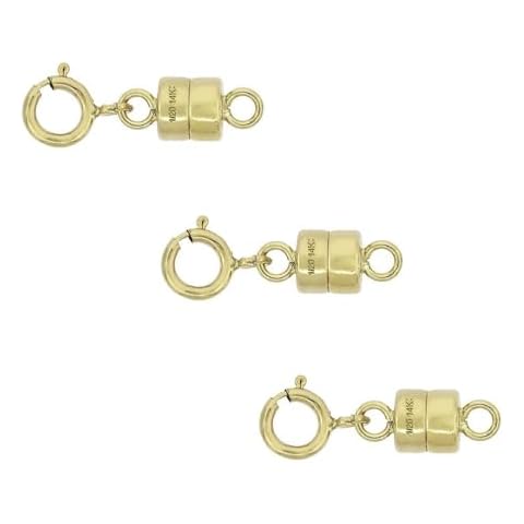 3 PACK 14K Gold-Filled 4.5mm Magnetic Clasp Converter For Necklaces/Anklet/ Bracelets w/ 5mm Spring Ring Clasp Cover