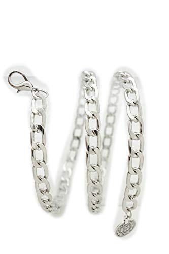 TFJ Women Belt Silver Metal Chain Thick Link Hip Waist Coin Charm Plus XL XXL