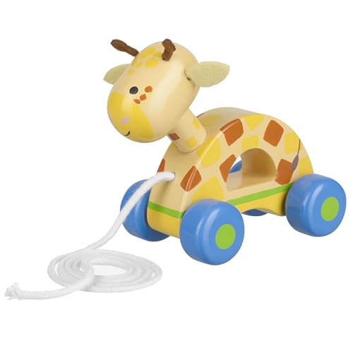 Orange Tree Toys: Pull Along: Giraffe - Wooden Toy, Colorful Wheeled Character, Push-Pull, Encourage First Steps, FSC Certified, Toddler & Kids Age 1+