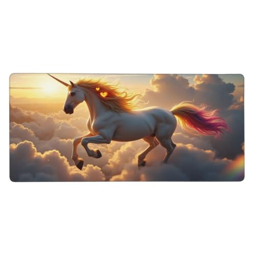 Grand tapis de souris de jeu en caoutchouc et imprimé cheval blanc pour PC portable 40,6 cm
