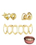 XALFST Grillz Denti Oro, 1 Set Completo Accessori, Design Morbido Antiscivolo, Presa Fissa...