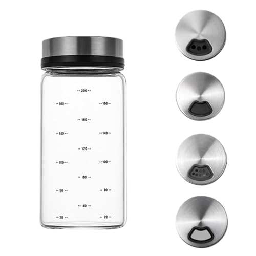 Salero y especias ajustable en 4 posiciones con tapa, 200 ml, resistente al calor, hermético para especias frescas, ideal como salero grande y mini para cocina, comedor y barbacoa al aire libre