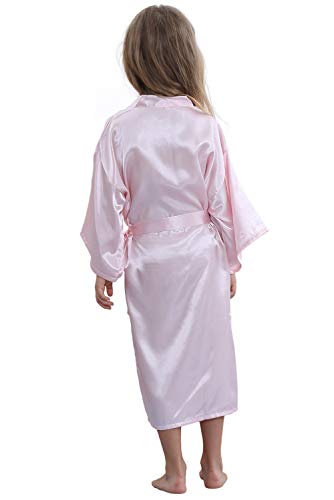 Timsophia Kids Satin Floral Kimono Robe-Flower Girl Bath Robe For Wedding Party Gift(Pink,12) #TOP1
