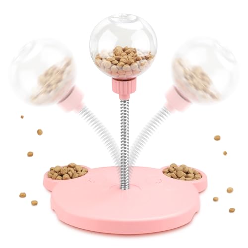 Enniew Cat Toys with Treat Dispenser, 2 in 1 Interactive Cat Toy for Indoor Cats Kitten Cat Catnip Toy for Bored Indoor Cats and Dogs Jouet Pour Chat Fun Interactive Play Pet Toy, Pink