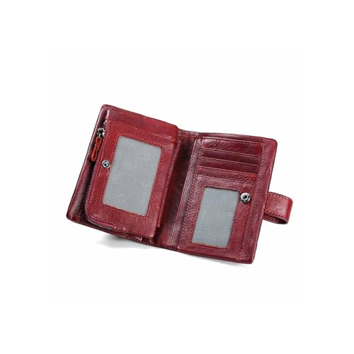 Womens wallet Small Genuine Leather Women Wallet | Hasp Zipper Design | Compact Coin Purse & ID Card Holder(Red)2