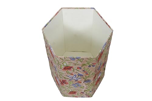 Image of Generic 3.3 Gallon Cotton Hand Block Printed Paper Waste Basket |Small Decorative Trash Can for Housewarming Gifts in Living Room, Bedroom, Bathroom | Eco-Friendly, Plastic-Free (1, CR. BLUE GREEN)