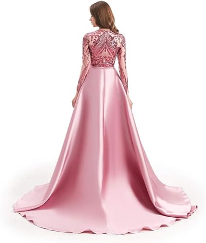 Ikerenwedding Satin Detachable Train for Wedding Prom Party Dress Sweep-Train Overskirt Pink