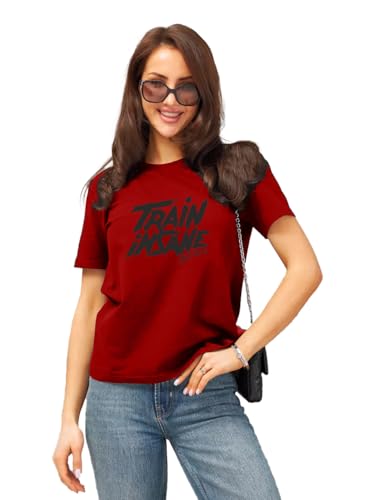 Image of LEOTUDE Women's Boyfriend-Loose Fit Round Neck Half Sleeve Cottonblend Women Tshirt (Color Multicolor)