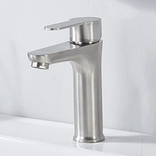 Vapsint Brushed Nickel Single Hole Bathroom Faucet,Single Handle Bathroom Sink Faucet Stainless Steel Vanity Faucet For Bathroom Sink With Water Supply Hoses #TOP6