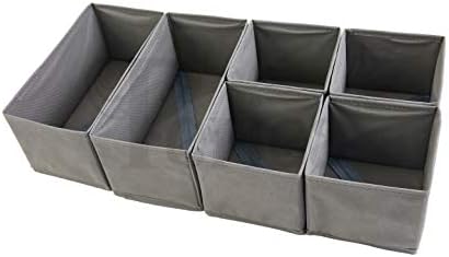 Periea UK Drawer Organiser Divider Foldable Bedroom Dresser Drawer Storage Boxes  Individual Organizers or Packs (Grey, 2 Large Boxes)