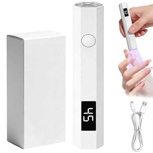 Lámpara UV LED Uñas, 3W Lámpara UV Mano Uñas Gel Portátil Recargable, Secador de Uñas con 2 Temporizadores 20s/60s, Luz LED UV para Esmaltes de Gel Semipermanentes, Manicura DIY en Casa y Salón