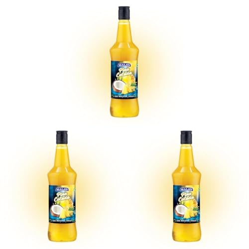 Image of Mala's Fruit Mocktail Syrup Pina Colada 750ML Bottle | Mixer for Cocktails, Drinks, Sharbat, Sorbets, Juices, Beverages (Pack of 3)