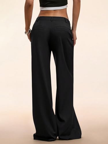 TOOSIS Womens Dress Pants Low Waist Casual Pocket Flared Leg Pants Work Pants2