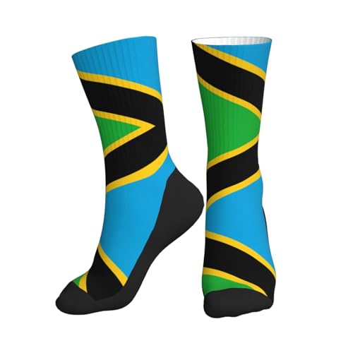ZQYTGFDC Chaussettes de sport mi-mollet drapeau de Tanzanie, antidérapantes et durables, adaptées pour un usage quotidien.