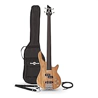 4 String Fretless Bass Guitar with Gig Bag, Cable, and Strap Versatile Single Coil & Split Coil Humbucker Pickup Configuration Lightweight Paulownia Body with Ergonomic Design and Wide Cutaways Smooth Oiled Poplar Laminate Fretboard and Non-Lacquered...