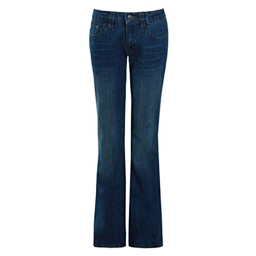 SS7 Dam mellanblå avslappnad passform utsvängda denim jeans, Mellanblått, 40 SE