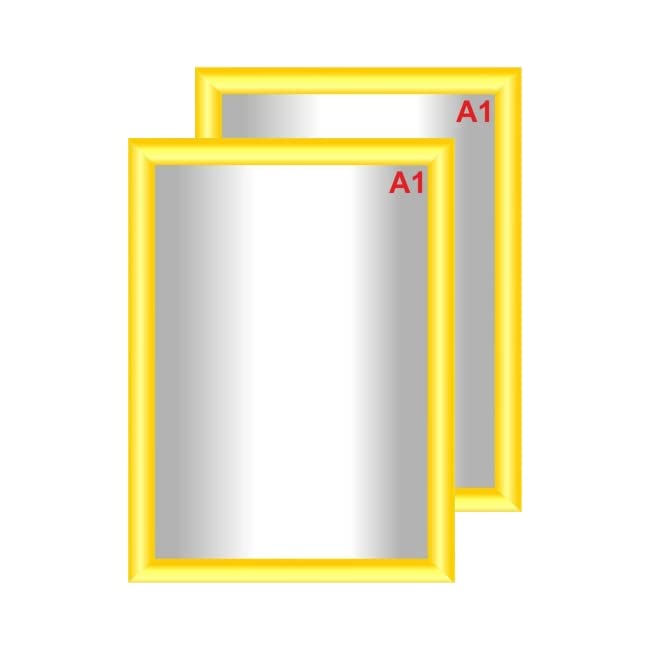 Snap Poster Frames | Certificate Photo Display | Clip Poster Holders for Retail And Advertising Displays | Notice Sign Board Frame for Walls (Lemon Yellow Colour) (2, A1 (594 x 841mm))