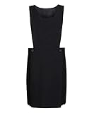 Prime Products Girls Premium Quality Bib Pinafore School Uniform Dress Grey Black Brown Burgundy Navy Bottle Green UK Made (Black, 15-16 Years)