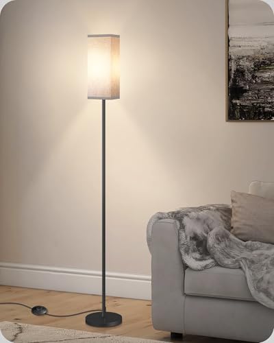 Image of Floor Lamp, Pole Lamp with Foot Switch, Modern Standing Lamp Lampshade, Minimalist Freestanding Lamp (Bulb Not Included), for Living Room, Bedroom Office ETL Listed, Black and Gray H07LD05